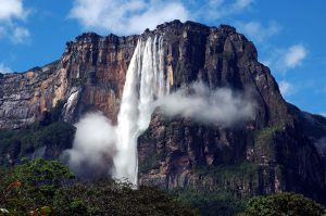 The photo shows Salto Ángel, the world’s highest waterfall, in Canaima National Park, Venezuela.