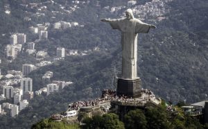 The Christ the Redeemer statue in Rio de Janeiro, Brazil.