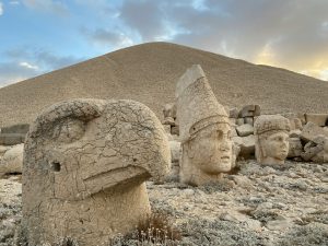 Colossal stone heads on Nemrut Dağı in southeastern Turkey.