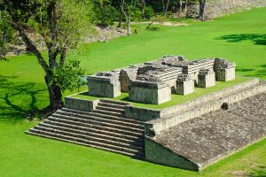 View of the Copán ruins in western Honduras, an important archaeological site of the Maya civilization.