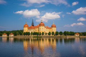 Moritzburg Castle, a Baroque palace near Dresden, Germany.