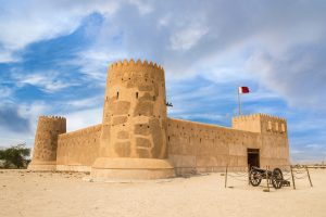 Al Zubarah Fort in Qatar appears as a solid historic military fort.