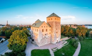 Exterior view of Turku Castle (Turun linna, Åbo slott) in Turku, Finland.