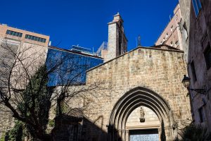 Exterior view of Santa Anna Church in Barcelona’s Gothic Quarter.
